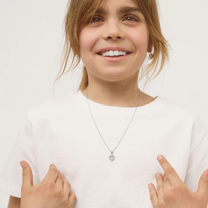 Joyería personalizada para niños de alta calidad <span class=keywords><strong>925</strong></span> Ajuste de plata esterlina Rosa CZ corazón colgante collar chica joyería fina Collar para mujer - Product Image 2