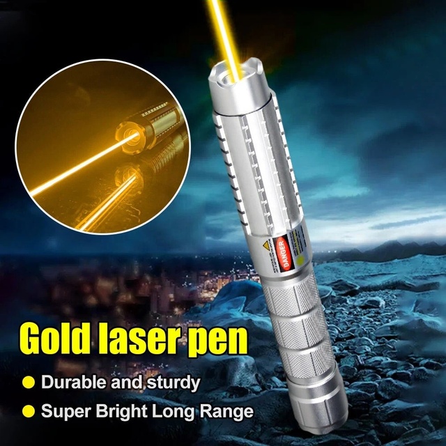 Professional Super Bright Long Range Golden Yellow Laser Pointer Pen Focus Beam 591nm Best Lazer Pointer