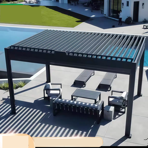 Pergola moderne <span class=keywords><strong>en</strong></span> aluminium imperméable, gazebo, pavillon, abri solaire pour jardin extérieur, patio, avec éclairage LED pour villa, piscine - Product Image 3