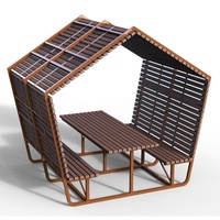 Table de pique-nique d'extérieur imperméable et antirouille Gavin Park Furniture Factory avec auvent, POD de jardin, configuration compacte et abritée