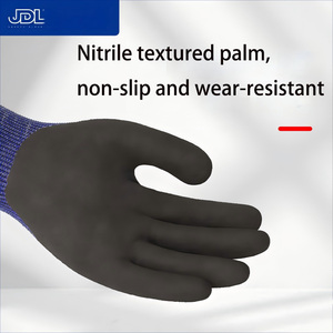 قفازات النتريل المقاومة للقطع من المستوى 6 للنجارين وعمال البناء، قفازات عمل مقاومة للقطع، مقاومة للتآكل والتمزق، مزودة بنقاط - Product Image 3