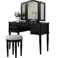 Coiffeuse en bois massif avec chaise, Table de maquillage, 1 pièce