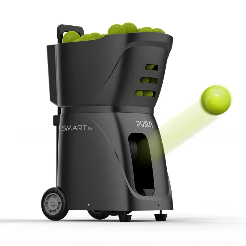 PUSUN PT Smart Portable Tennis Ball Machine with US Plug Universal Remote Control Battery ABS Material 100-Ball Capacity