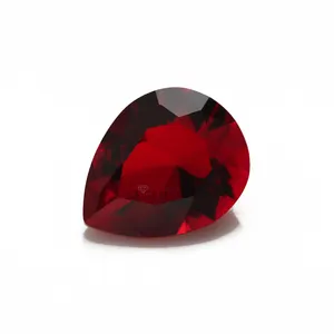 Loose Precious Glass Stone Synthetic Ruby Garnet Pear Cut Crystal Glass Stones