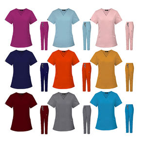 2025 múltiples bolsillos Hospital Scrubs uniformes mujeres Scrubs uniformes conjuntos colores personalizables - Product Image 1