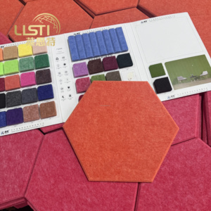 Vente <span class=keywords><strong>d</strong></span>'usine, dalles acoustiques hexagonales de 9 mm/12 mm, matériau insonorisant en feutre PET, adhésif au dos en option, insonorisation Akupanel - Product Image 1