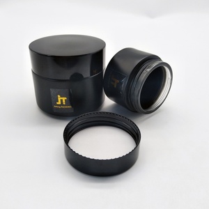 Crème de soin de la peau de luxe 100 ml, contenants en verre, pots cosmétiques en verre ambré givré mat noir avec couvercles - Product Image 6