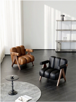 Fauteuil d'appoint en bois massif de style moderne du milieu du siècle, avec revêtement en cuir, pour salon ou bureau