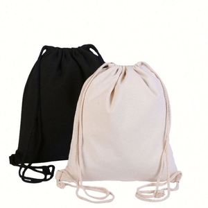 Wholesale Blank Color Canvas Bundle Pocket Custom Tote Bag Environmental protection <b>Drawstring</b> - Product Image 1
