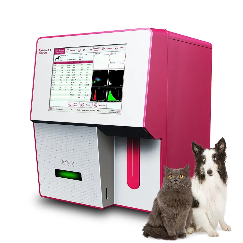 Analizador de Química veterinaria Genvet VH50 completamente automático de 5 piezas para clínicas de animales Analizador de Hematología veterinaria