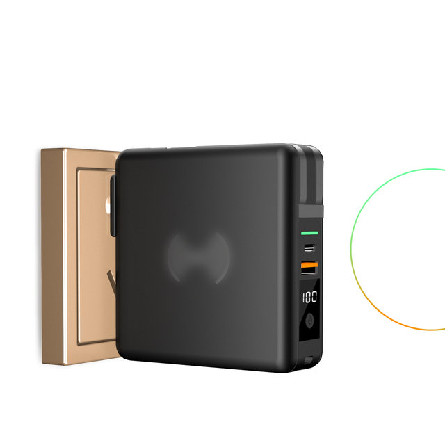 High Capacity Mini Portable 10000mAh Wireless Charging Power Bank with AC Wall Plug 4-in-1 PVC for Business Output Power