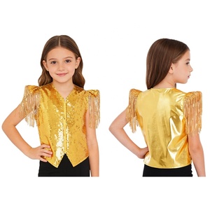 Veste de danse hip-hop unisexe pour enfants de 6 à 16 ans, garçons et filles, veste métallique, hauts pour spectacles de danse, spectacles sur scène, soirées - Product Image 2
