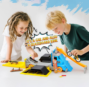 Ensemble de skatepark transformable 2-en-1 : <span class=keywords><strong>rampe</strong></span> pliable pour fingerboard et skateboards, jouet de skatepark pour vélos et trottinettes - Product Image 6