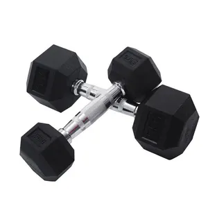 Hot selling pink gold white colorful gym training 10 15 25 35 pounds set hex rubber dumbbells