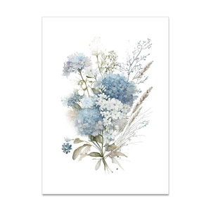 Style moderne décoration de la maison aquarelle bleu mélange <span class=keywords><strong>fleurs</strong></span> feuilles botaniques affiches photo impression sur toile peinture Art avec cadre - Product Image 4