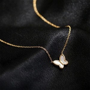 <b>Animal</b> Shell Jewelry Stainless Steel Gold Plated <b>Crystal</b> butterfly Necklace Pendants Charms - Product Image 3