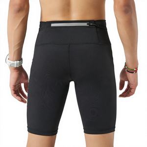 Pantalones Cortos de Compresión para Hombre, Cintura Alta Elástica, Color Sólido, con Bolsillos de Almacenamiento, para Maratón y <span class=keywords><strong>Trail</strong></span> Running - Product Image 2