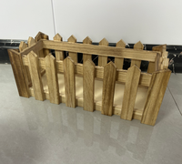 Macetas de madera con forma rectangular, valla de madera para plantas