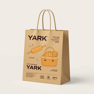 Custom Printed High-quality Thick Kraft Bag Take Away Paper Bag Recyclable Shopping Paper Bag With <b>Ribbon</b> Handle - Product Image 2