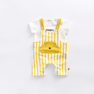 Échantillon Gratuit : Ensemble de Vêtements Bébé avec Bretelles, Pantalon et T-shirts Simples, Ensemble Barboteuse Fille - Product Image 4