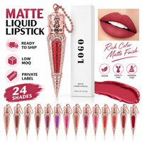 Gloss à lèvres liquide mat RTS 3,5 ml, imperméable, longue tenue, 24 teintes, faible MOQ 1 pièce, vente en gros, logo personnalisé