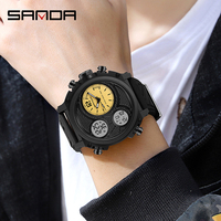 Reloj de Cuarzo SANDA 3002 para Hombre, Popular en el Mundo, Correa de Cuero, Múltiples Zonas Horarias, Multifunción, Diseño Deportivo Clásico