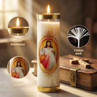 Bougies de prière blanches, bougies votives d'église en paraffine et cire de palme, dans un pot en plastique, à combustion longue durée, pour cérémonies religieuses et commémorations