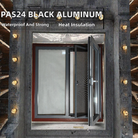 Fabricants de portes et fenêtres coulissantes PAS24, fenêtre coulissante sur mesure avec cadre en aluminium noir, double vitrage, isolation thermique, résistance aux chocs