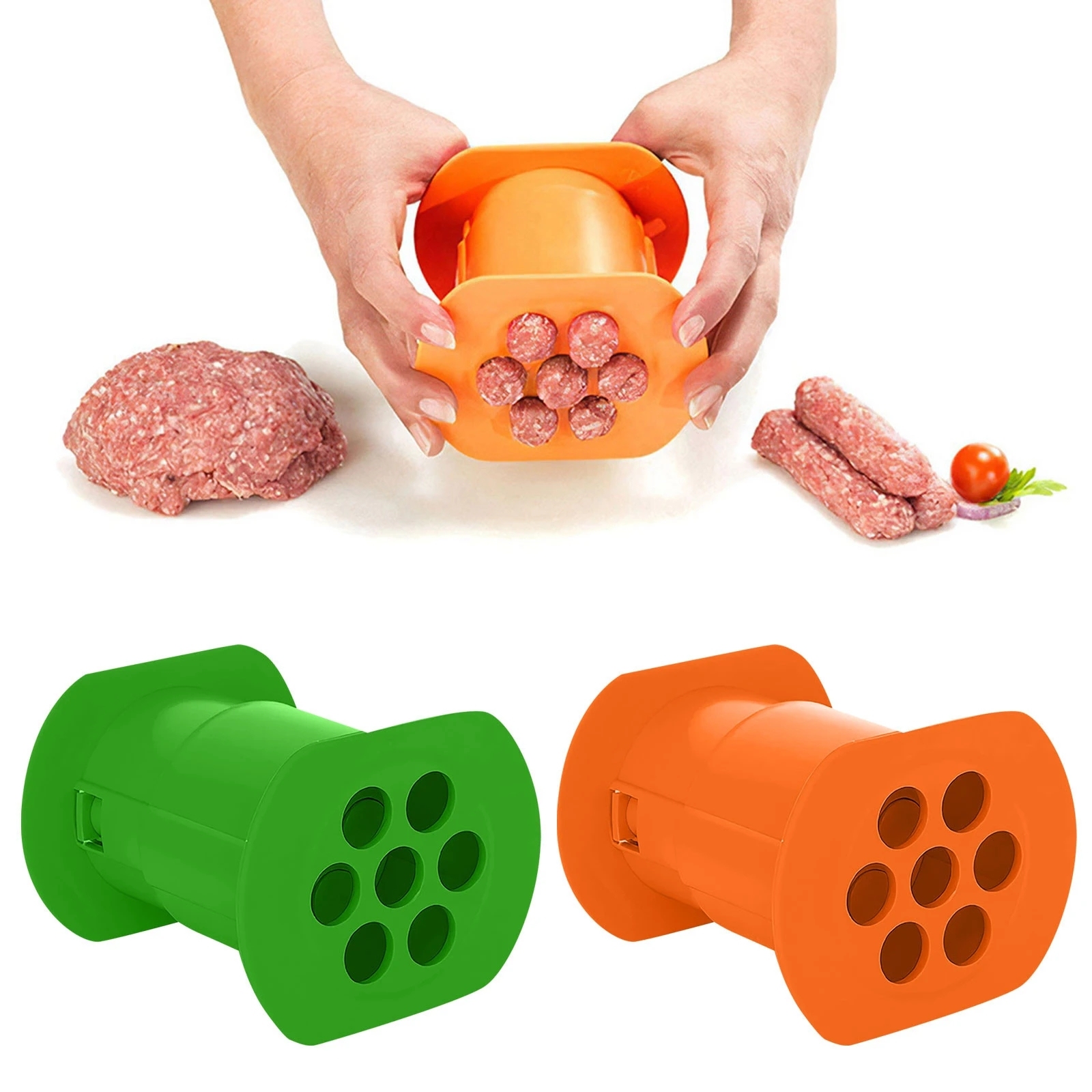 Hot Dog Maker Cevapcici Presse Manuelle Set Moules Saucisses Ustensiles Cuisine Orange