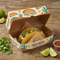 Boîte à tacos personnalisée en papier kraft avec fente de séparation anti-fuite et forme pliable pour les repas combinés