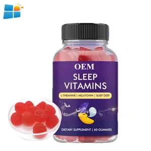 Permen karet tidur Vitamin vegan organik Label pribadi untuk anak-anak bebas gula tidur dalam melatonin gummies