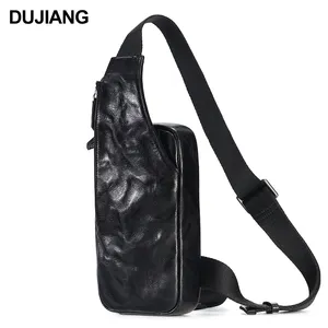 New Men's Genuine Leather Crossbody Bag Vintage Style Small Shoulder Sling Chest Bags Black Multifunctional And Portable