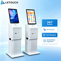 pemesanan mandiri PC layar sentuh berdiri lantai 15.6 21.5 32 inci, kios Printer POS Android Layanan Mandiri interaktif
