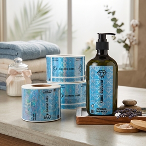 ขวดอาหารแบบม้วนมีกาวในตัวโฮโลแกรมกันน้ำมันสติกเกอร์บรรจุภัณฑ์พลาสติกไวนิลกันน้ำงานตามสั่ง - Product Image 1