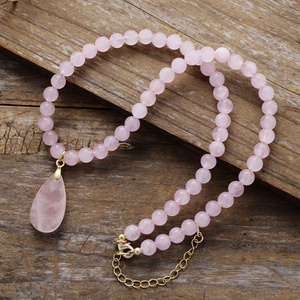 Collar de cuentas de amatistas naturales, collar con colgante de piedra en forma de gota de agua grande, gargantilla de cristal de gema morada, regalo de joyería para mujeres y niñas - Product Image 6