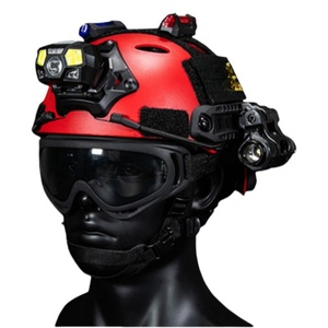 หมวกแข็งกู้ภัยฉุกเฉินของ PPE หมวกป้องกัน F2สีแดง ABS พร้อมแว่นตาอุปกรณ์ป้องกันศีรษะที่ผ่านการรับรอง EN397