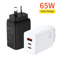 Chargeur rapide USB-C PD 65W avec prise AU 2C1A, adaptateur secteur mural 3 ports avec double Type-C et USB-A pour ordinateur portable, iPhone, iPad, tablette