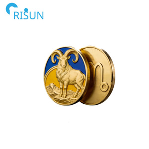 Monete Commemorative dei Dodici Segni Zodiacali all'Ingrosso, Monete Personalizzate con Logo 3D di Animali, Vergine, Leone, Toro, Ariete, <span class=keywords><strong>Capricorno</strong></span> - Product Image 2