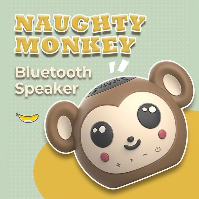 Cute Monkey Shape Mini Speaker IP65 Waterproof Portable Wireless Speaker with FM Radio TF Card Support for Kids Gift