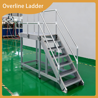 Escalera Industrial Ligera pero Resistente, Plataforma de Trabajo de Aluminio Duradera con Barandillas de Seguridad