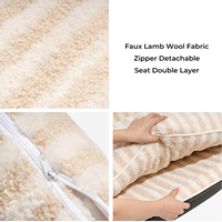 Nouveau Lit pour Chien Luxe Rayé Lavable 2026 avec Housse Amovible, Doux et Confortable, en Coton PP Premium, Orthopédique Ergonomique, Canapé pour Animaux de Compagnie (Carton)