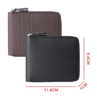 Dompet Pendek Pria dengan Ritsleting, Tempat Kartu Kulit Imitasi Berembos dengan Kantong Koin, Dompet Lipat Kompak untuk Uang Tunai & Kartu
