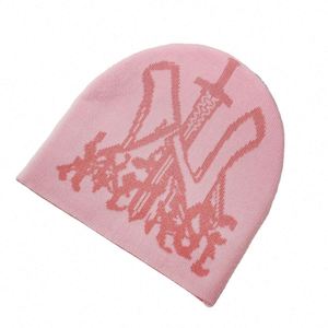 Vente en gros Nouvel arrivage de chapeaux d'hiver de haute qualité Bonnet en tricot jacquard acrylique chaud Y2K personnalisé - Product Image 5