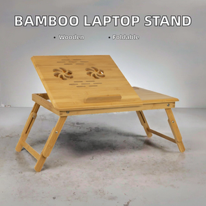 Mesa Plegable de Bambú para Cama, Bandeja para Portátil con Portavasos, Mesa de Estudio para Trabajar desde la Cama - Product Image 2