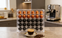 Organisateur de capsules de café en acrylique transparent de qualité supérieure, grande capacité, gain de place, boîte de rangement pour comptoir de cuisine