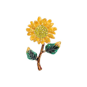 เข็มกลัดคริสตัลประดับเพชรเคลือบทองคำขาวแบบกำหนดเอง Noble Sunflower ป้องกันการลื่นไถล เครื่องประดับโลหะผสม ของขวัญสำหรับเข้าเรียนมหาวิทยาลัย ของขวัญแต่งงาน สำหรับทุกเพศ - Product Image 1