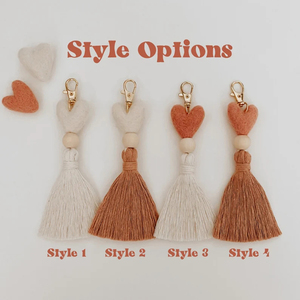 Boho Macrame พวงกุญแจ<span class=keywords><strong>หัวใจ</strong></span>สำหรับกระเป๋ารถยนต์,อุปกรณ์เสริมพวงกุญแจพู่ห้อยจี้ของขวัญสำหรับเธอ - Product Image 5