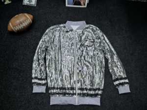Wholesale Custom Football Philadelphia Eagle Green Sequin <strong>Jacket</strong> Game Day Sports <strong>Glitter</strong> Jersey Eagle Sequin <strong>Jackets</strong> for Women - Product Image 6