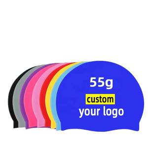 Échantillon gratuit, livraison rapide, impression personnalisée, logo de marque amusant, <span class=keywords><strong>bonnet</strong></span> de bain en silicone 55g pour adulte - Product Image 1