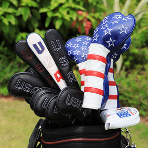 Housse de tête de club de golf en cuir PU brodée, best-seller, avec housse de bâton d'alignement de golf - Product Image 5